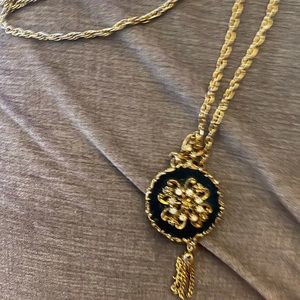 Gold Necklace with Tassel Pendant,